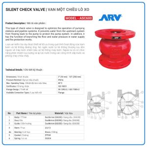 Cấu tạo Van 1 Chiều Lò Xo ARV